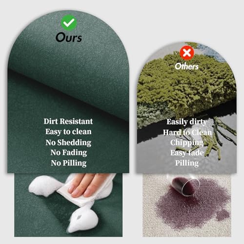 Dark Green Long Bathroom Rugs Large Stone Bath Mat for Bathroom,15.7"x47.2"