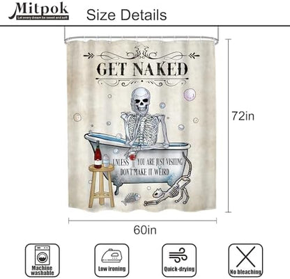 Skull Skeleton Halloween Gothic Spooky Cool Bathroom Shower Curtain Set