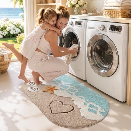 LUMI Beach Bathroom Rug Soft Microfiber Absorbent Bath Mat 24x44