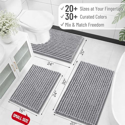 OLANLY Bathroom Rugs 30x20, Thick Soft Absorbent Chenille Bath Rugs