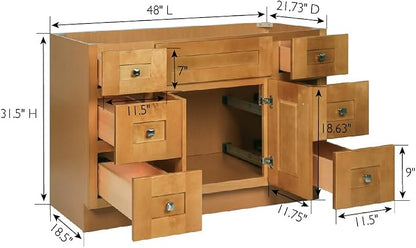 Design House Brookings Bathroom Vanity, 48", Modern Birch | Adjustable Shelves, Freestanding, Contemporary/Modern, Wood, Bath, 215780