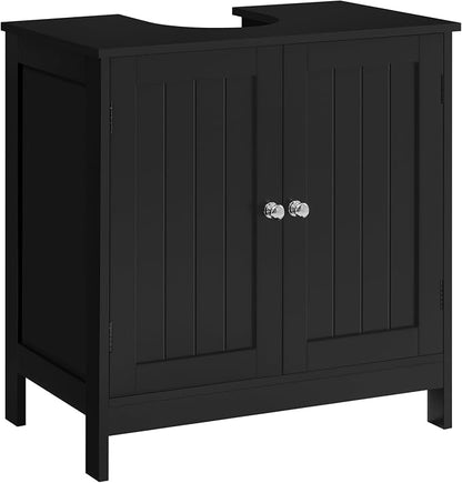 TEENFON Pedestal Sink Storage Cabinet, Under Sink Cabinet with 2 Doors & Shelf, Under Bathroom Sink Cabinet, Pedestal Sink Storage for Bathroom, Black