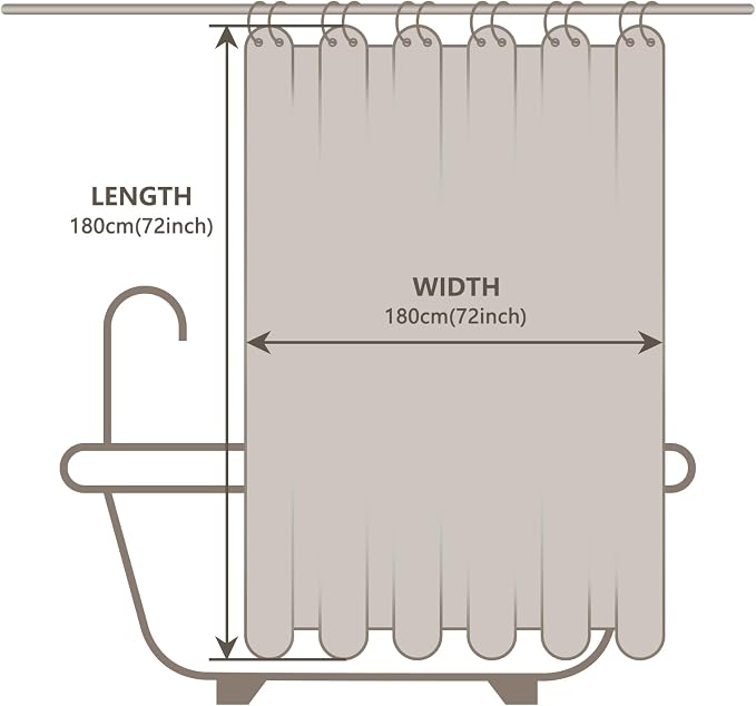 EurCross Waterproof Brown Plastic Shower Curtain with 5 Bottom Magnets, 4G Clear PEVA Shower Curtain Liner for Bathroom 72x72 inches