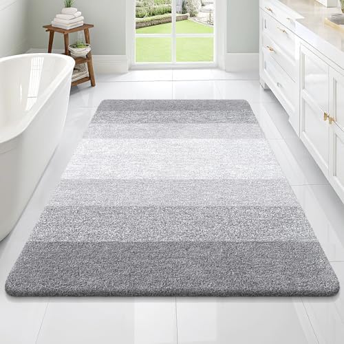 OLANLY Large Bathroom Rugs Mat 70x46, Extra Soft Absorbent Microfiber Bath Rugs, Rubber Backing, Quick Dry, Washable Bath Mats for Bathroom Floor, Tub and Shower, Home Decor Accessories, Light Grey
