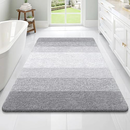 OLANLY Large Bathroom Rugs Mat 70x46, Extra Soft Absorbent Microfiber Bath Rugs, Rubber Backing, Quick Dry, Washable Bath Mats for Bathroom Floor, Tub and Shower, Home Decor Accessories, Light Grey