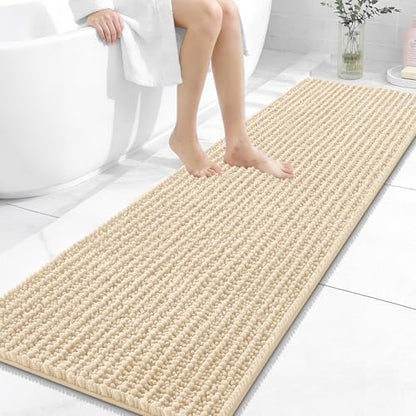 OLANLY Bathroom Runner Rugs 59x20, Thick Soft Absorbent Chenille Bath Rugs