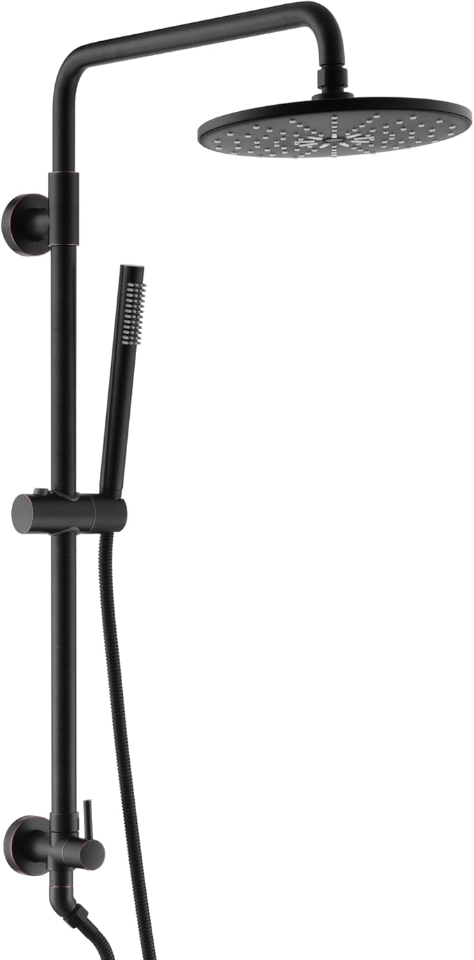 SUMERAIN Oil Rubbed Bronze Rain Shower System for Retrofit & Remodel | 9 Inches Rain Shower Head, Easy DIY Installation, Adjustable Slide Bar, Brass Hand Shower