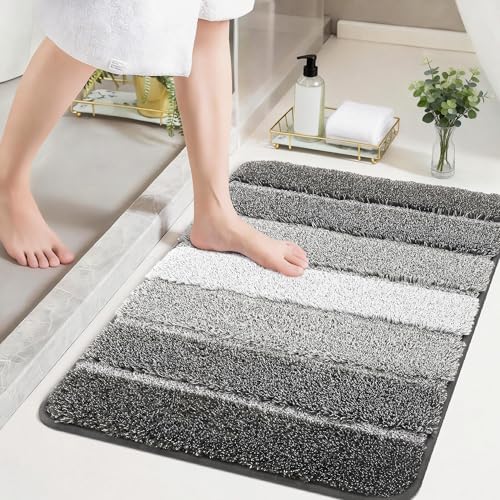 COSY HOMEER Bathroom Rugs 36x24,Ultra Soft Absorbent Bath Mat,Dark Gray