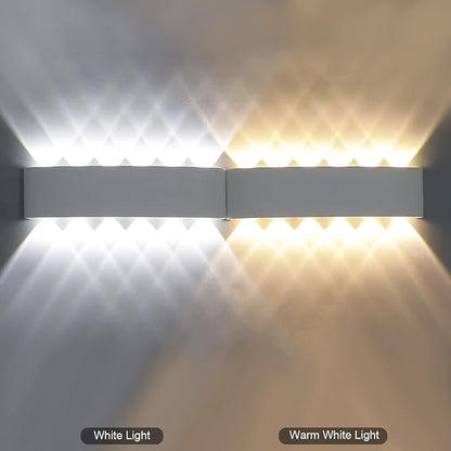 Kawell 12W Waterproof Modern Wall Light LED Wall Lamp Aluminum LED Wall Sconce Up Down Indoor Outdoor for Bedroom Bathroom Hallway Porch Corridor Hotel Doorway Garden Pathway, White 3000K