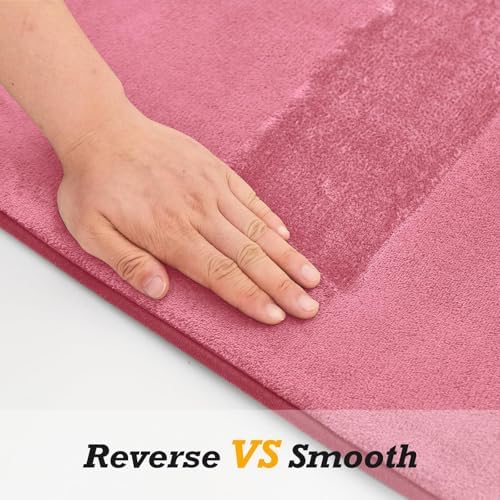 HUXMEYSON Bathroom Rugs Sets 2 Piece, Non-Slip & Quick Dry Bath Mat Set, Ultra Soft Velvet Bath Rugs for Bathroom, Toilet and Shower Floor, Pink