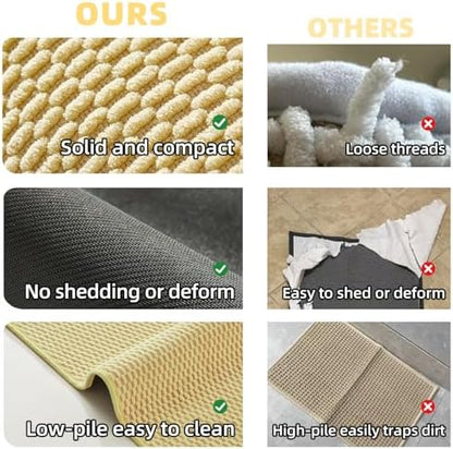 TYUU Large Bathroom Rugs Non Slip Washable Bath Rugs Super Absorbent Bathroom Rug Thin Quick Dry Low Pile Bath Mats, Yellow 36"x60"