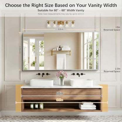 DESBING 30" x 60" Bathroom Mirror, Silver Metal Frame Wall Mirror