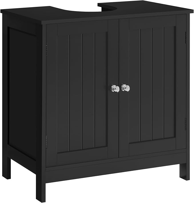 TEENFON Pedestal Sink Storage Cabinet, Under Sink Cabinet with 2 Doors & Shelf, Under Bathroom Sink Cabinet, Pedestal Sink Storage for Bathroom, Black