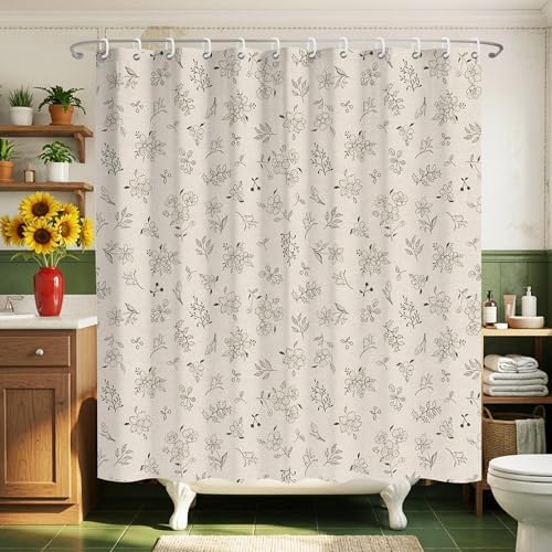 Vintage French Cottagecore Floral Shower Curtain 72x72 Inches