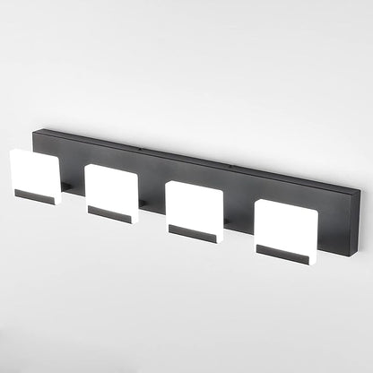 Ralbay 4 Light Black Bathroom Vanity Light Fixtures Acrylic Matte Black Vanity Light Fixtures LED Modern Bathroom Vanity Lights Over Mirror