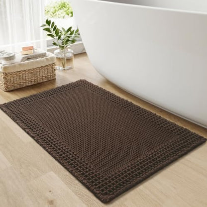 RESARE Waffle Bath Mat for Bathroom Non Slip Bathroom Rugs 20x32 Dark Brown