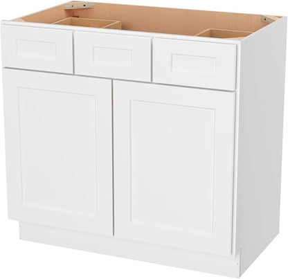 Furinno Shaker 2-Drawer Bath Vanity Cabinet Without Top, Ready to Assemble, 21 D x 36 W x 34.5 H, White
