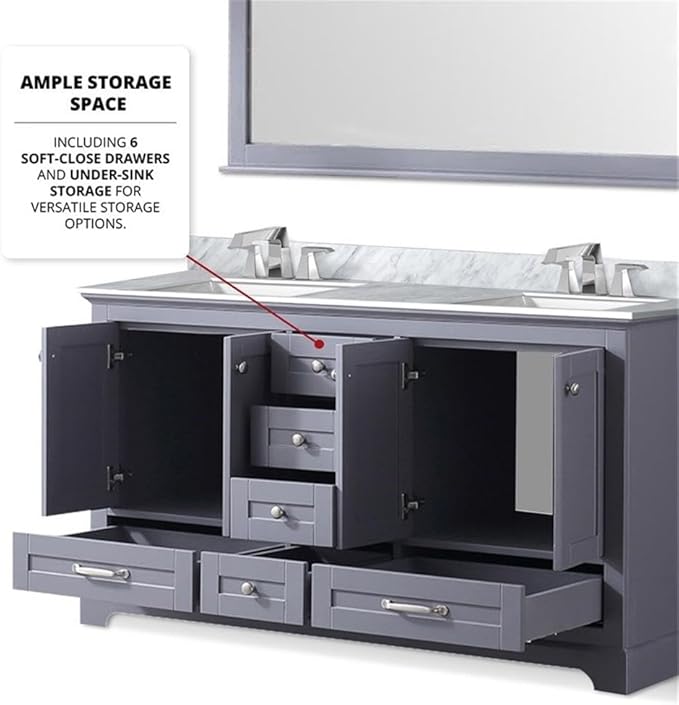 Dukes 60 in. W x 22 in. D Dark Grey Double Bath Vanity