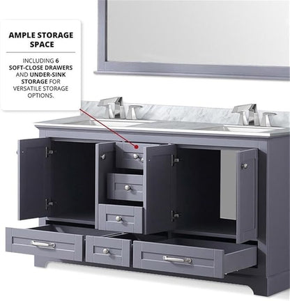 Dukes 60 in. W x 22 in. D Dark Grey Double Bath Vanity