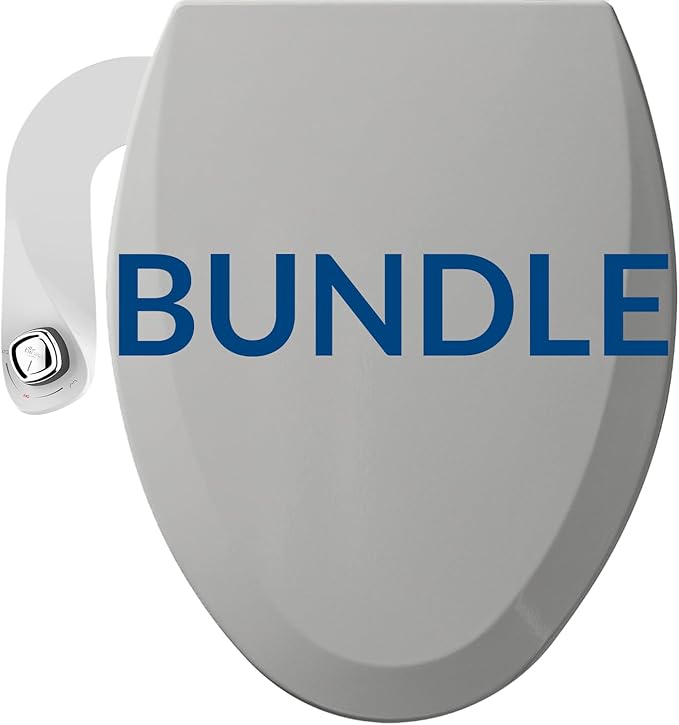 Bio Bidet by Bemis 1500EC Toilet Seat with Perfect Fit, Fresh Water Spray, Non-Electric, Easy to Install Bidet, ELONGATED, Silver