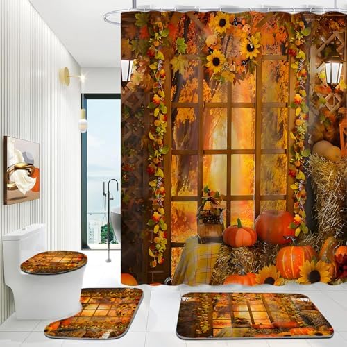 Yddsky Fall Maple Garland House Shower Curtain Sets for Bathroom,72x72 Inch