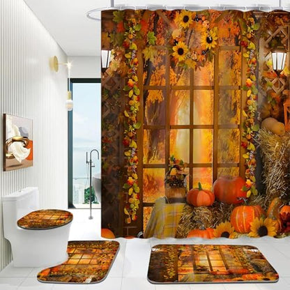 Yddsky Fall Maple Garland House Shower Curtain Sets for Bathroom,72x72 Inch
