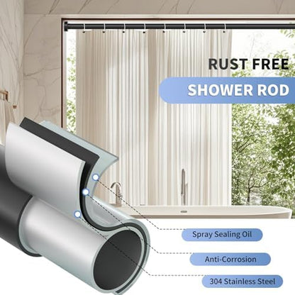 Black Shower Curtain Rod 34-66 Inch(2.8-5.5ft) Adjustable Shower Rod