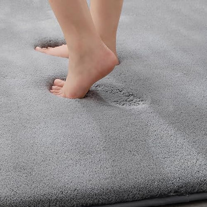 MINIDEAR Toilet Rugs 24x20 - U Shaped Dark Gray Thick Memory Foam Contour Rugs,Ultra Soft & Plush Fluffy, Non-Slip, Quick Dry, Absorbent Washable Floor Microfiber Mat for Home Decor Accessories