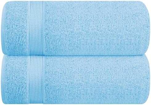 Belizzi Home Cotton 2 Pack Oversized Bath Sheet 35x70, Large Bath Sheet, Ultra Soft, Absorbent, Compact, Eco-Friendly, Recyclable, Quick Drying and Lightweight Towel - Sky Blue