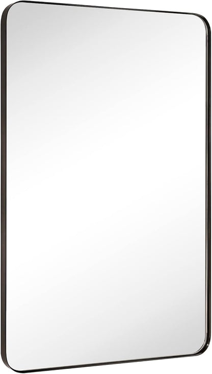 GRACTO 24x36'' Oil Rubbed Bronze Bathroom Mirror Bronze Metal Framed Rounded Rectangle Bathroom Vanity Mirror for Wall Vertical and Horizontal Hanging for Bathroom