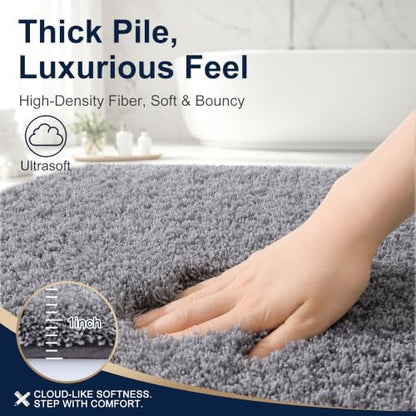 OLANLY Microfiber Large Bathroom Rugs 40x32, Soft Absorbent Bath Mat, Grey