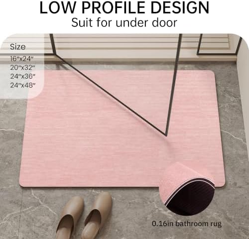 Mecko Bath Mat Ultra Thin Pink, 24"x36"
