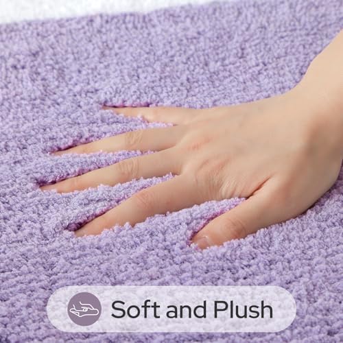 HOMEIDEAS Bathroom Rugs Sets 2 Piece Lavender 20" x 32" + 16" x 24"