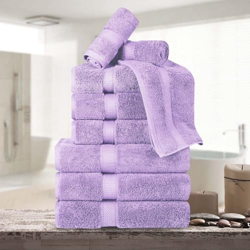 Superior Egyptian Cotton 800 GSM Plush & Absorbent, 9 Piece Set, Purple