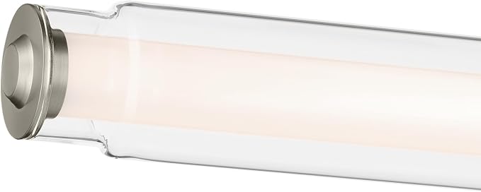Kichler Laurene LED Bath Bar Light, Brushed Nickel | Linear vanity light with clear glass for mirrors and vanities (26.5" x 5"), 55238NILED