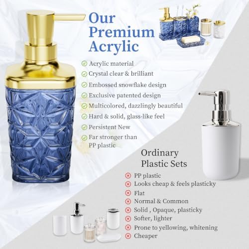 Bathroom Accessories Set, Navy Blue Bathroom Accessories, Acrylic Soap Dispenser and Toothbrush Holder Set, Qtip Holder Set, Bathroom Sink Set, Gift for Home Apartment