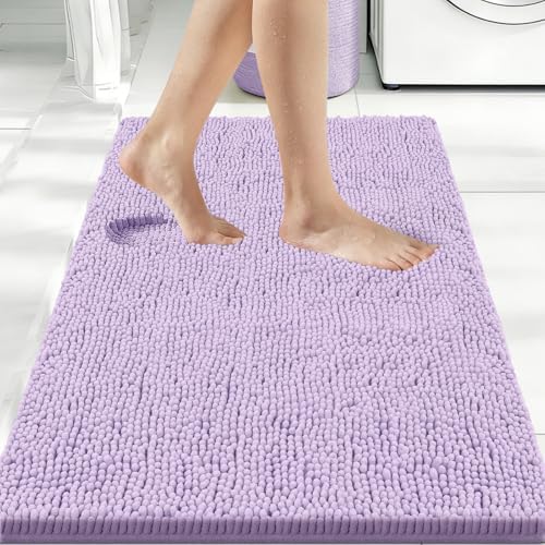 Bcoimo Bath Rug Mat,Chenille Extra Soft Lavender Bathroom Floor Shower Mats