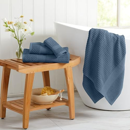 Springtree Home 100% Cotton Bath Towel Set | 4-Pack | Textured | Oceanview