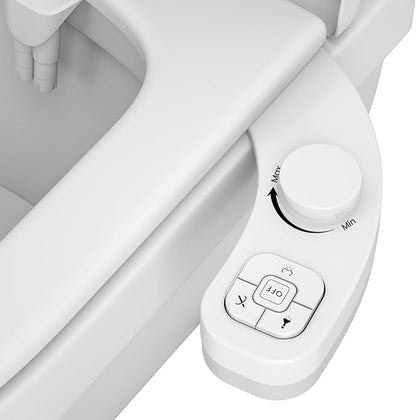 Left Hand Bidet, Non-Electric Self-Cleaning Dual Nozzle (Frontal and Rear Wash) Left Bidet Attachment for Toilet, Adjustable Water Pressure, Easy to Install