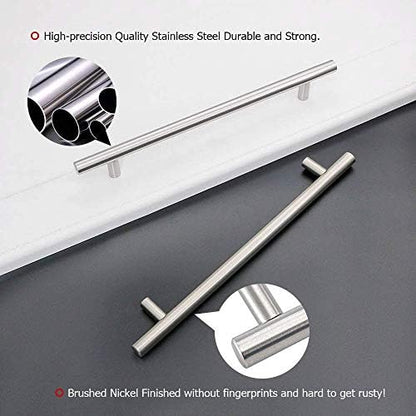 homdiy Brushed Nickel Cabinet Pulls Cabinet Handles, 7-1/2in(192mm) Center to Center Dresser Drawer Handles Silver Drawer Pulls for Kitchen, Bedroom, Bathroom, Wardrobe Hardware