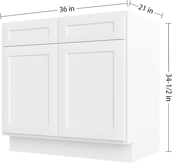 Furinno Shaker Bath Vanity Cabinet Without Top, Ready to Assemble, 21 D x 36 W x 34.5 H, White