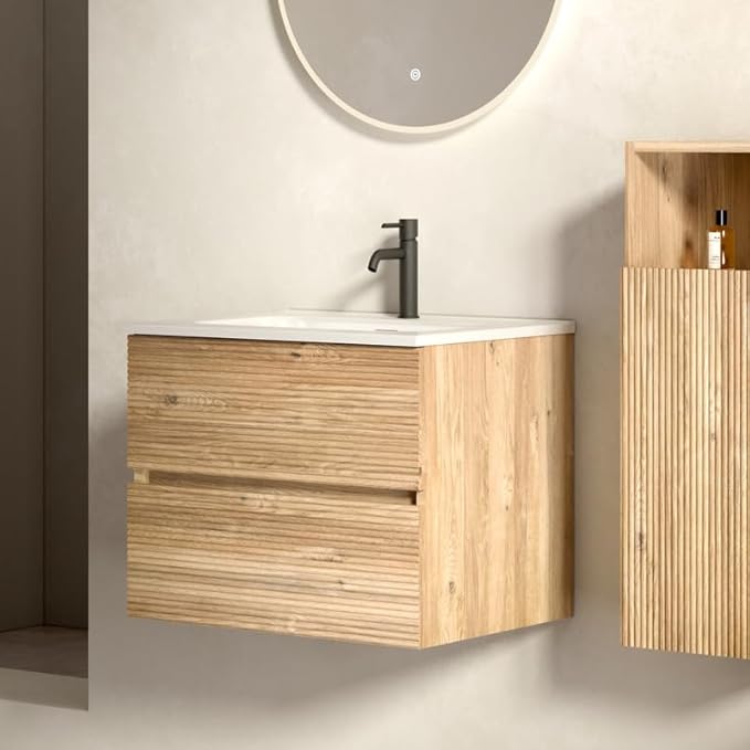 24'' Floating Bathroom Vanity with Sink Combo, Small Bathroom Cabinet with 2-Soft Close &Large Storage Drawers, for Small Space, Apartment, Hotel, Rough Oak