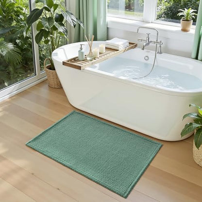 DEXI Chenille Bath Mat 36x24, Soft Absorbent Bathroom Rugs, Green