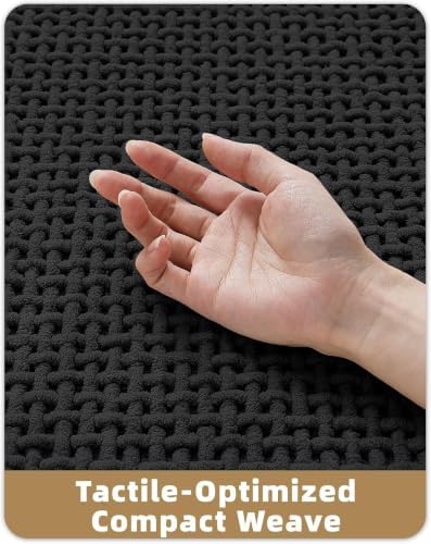 Color&Geometry 24"x36" Chenille Pile Bathroom Rugs Upgraded Denser,Black