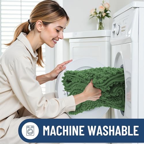 Smiry Bathroom Rugs 24X16, Extra Soft Rubber Backing Chenille Bath Mats