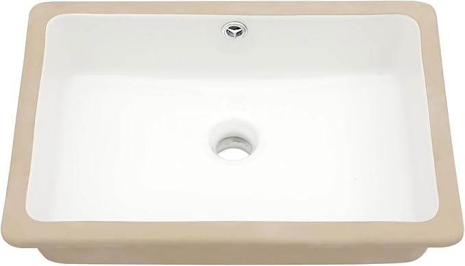 Mocoloo Undermount Bathroom Sink 18 x 12 Inch Rectangle Porcelain White Ceramic Bathroom Sink 6 Inch Deep Basin with Overflow Small Lavatory Vanity Top Under Mounted the Counter