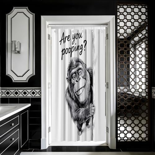 Small Stall Shower Curtain Rv Black and White Monkey, 48 x 72 Inchs