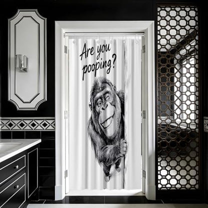 Small Stall Shower Curtain Rv Black and White Monkey, 48 x 72 Inchs