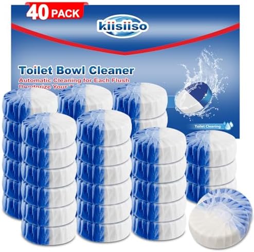 KIISIISO Toilet Bowl Cleaners 40 PACK, Long-Lasting Toilet Bowl Cleaner Tablets with Sustained-Release Technology Against Tough Stains,Automatic Toilet Cleaner for Deodorizing & Descaling