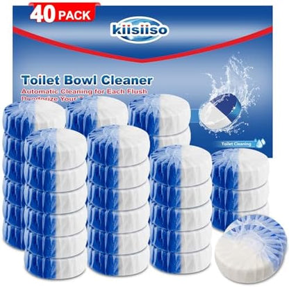 KIISIISO Toilet Bowl Cleaners 40 PACK, Long-Lasting Toilet Bowl Cleaner Tablets with Sustained-Release Technology Against Tough Stains,Automatic Toilet Cleaner for Deodorizing & Descaling